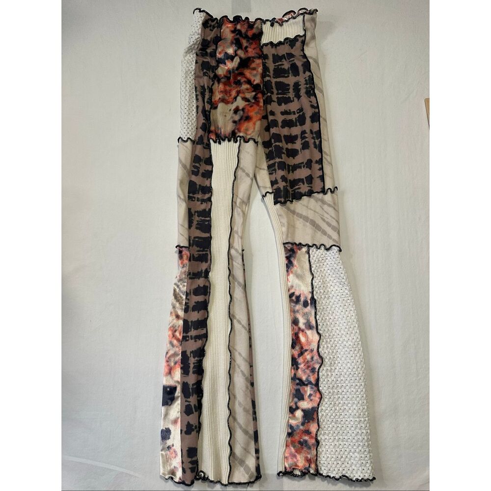 Jaded London Patchwork Mesh Flare Pants leggings W US 6 UK 10 Y2K Grunge